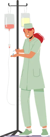 Female Nurse With Dropper Woman In The Nursing Profession Dedicates Herself To Caring For Others Her Expertise Kindness And Empathy Make A Positive Impact On Patients Well Being And Recovery Illustration
