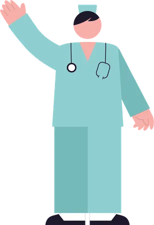 Female Nurse with hello gesture  Illustration