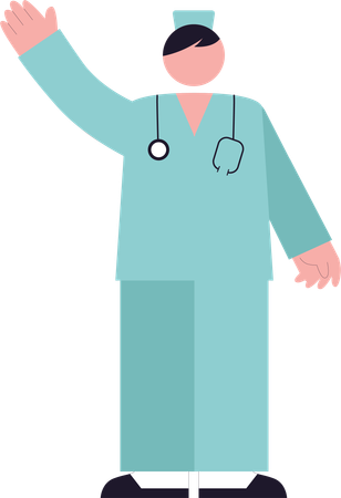 Female Nurse with hello gesture  Illustration