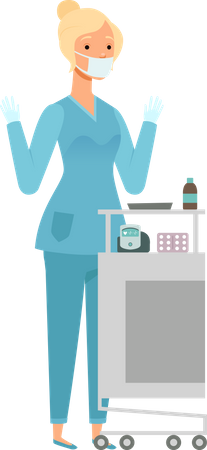 Female nurse with hospital tray  Illustration