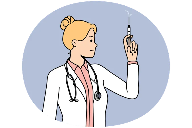 Female nurse with syringe in hand  Illustration