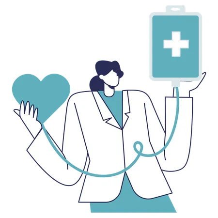 Female nurse working at blood donation camp  Illustration