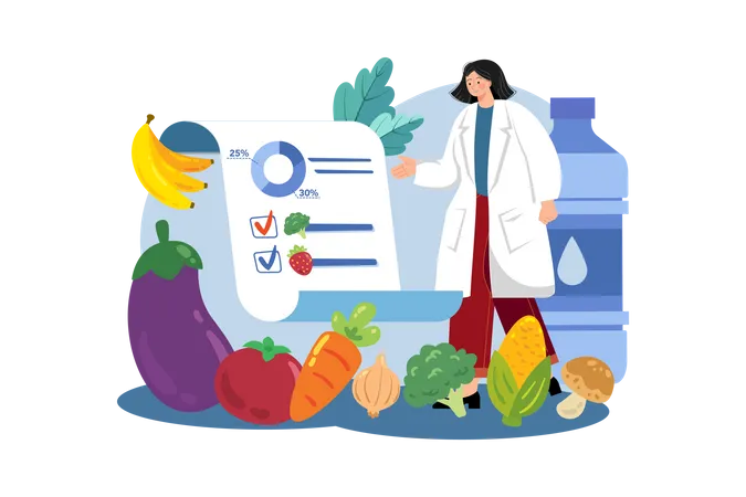 Female nutritionist doctor gives notes Illustration