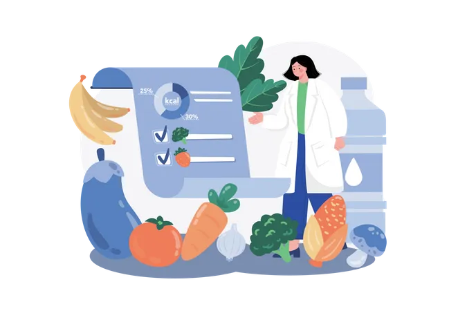 Female nutritionist doctor gives notes  Illustration