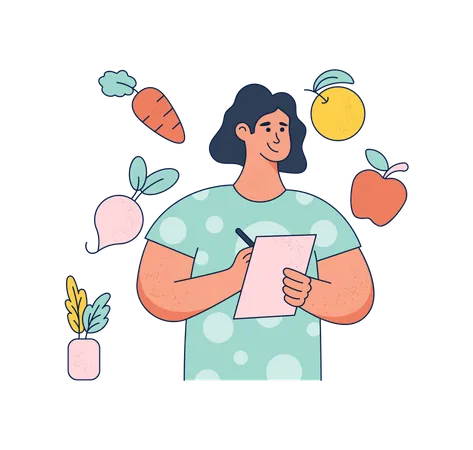 Female Nutritionist Doctor Gives Notes  Illustration