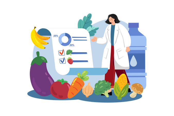 Female nutritionist doctor gives notes  Illustration