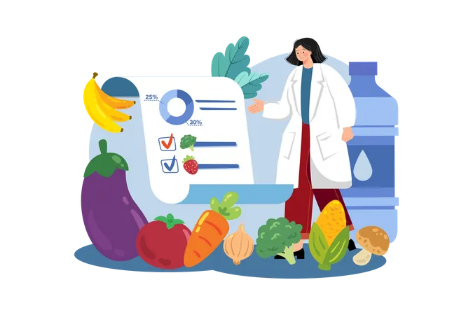 Female nutritionist doctor gives notes  Illustration