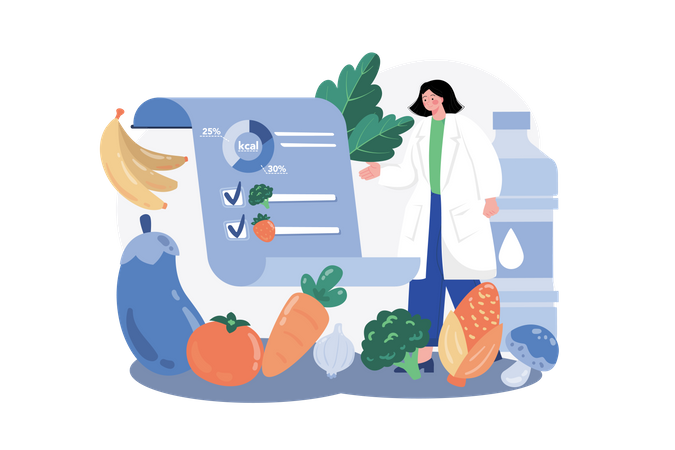 Female nutritionist doctor gives notes  Illustration