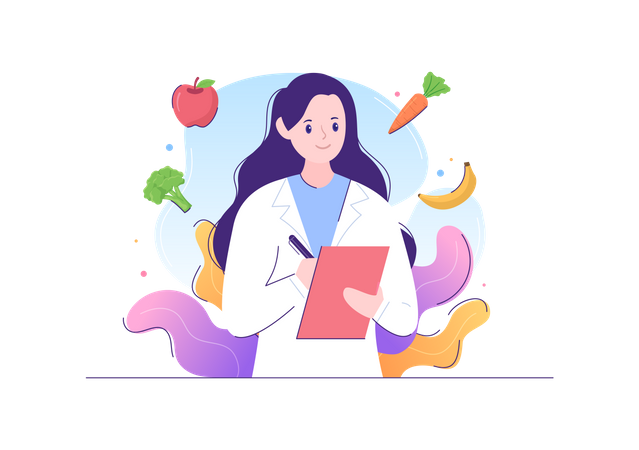 Female nutritionist doctor gives notes  Illustration