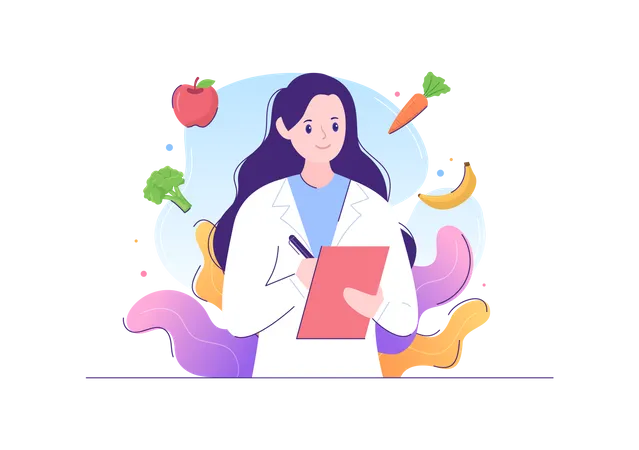 Female nutritionist doctor gives notes  Illustration