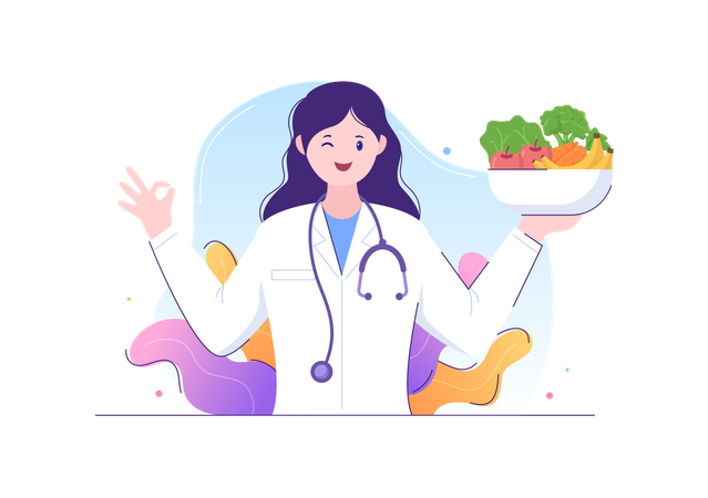 Female nutritionist doctor giving nutrition plan  Illustration