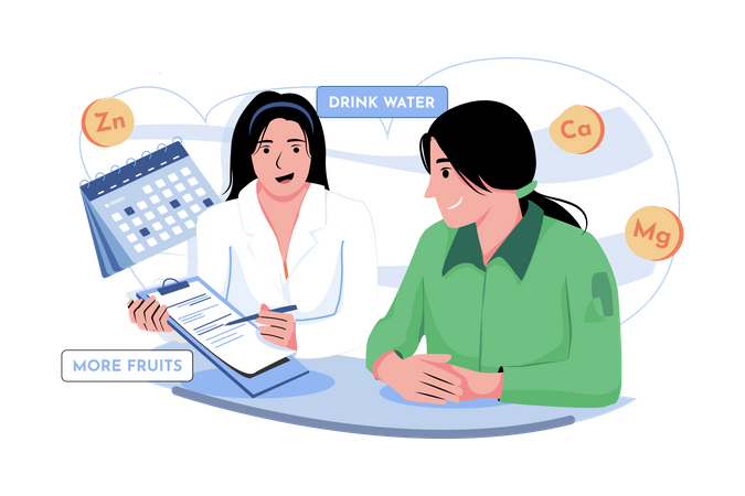 Female nutritionist doctor giving nutrition plan  Illustration