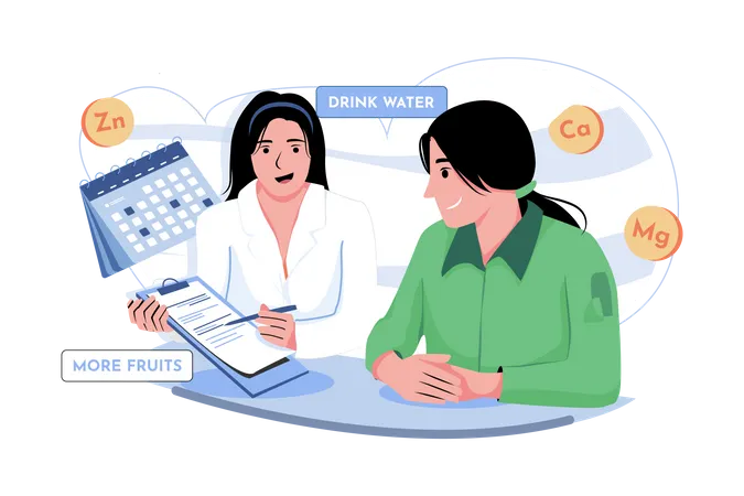 Female nutritionist doctor giving nutrition plan  Illustration