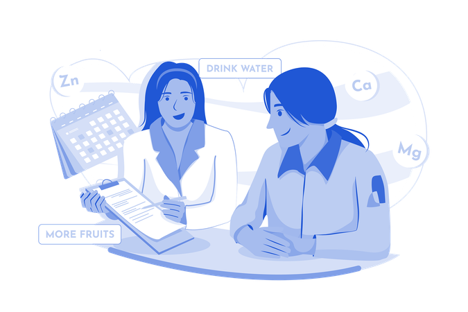 Female Nutritionist Doctor Giving Nutrition Plan  Illustration