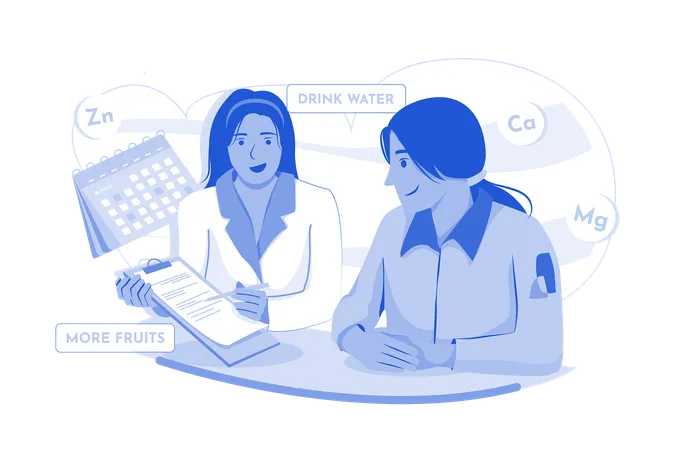 Female Nutritionist Doctor Giving Nutrition Plan  Illustration