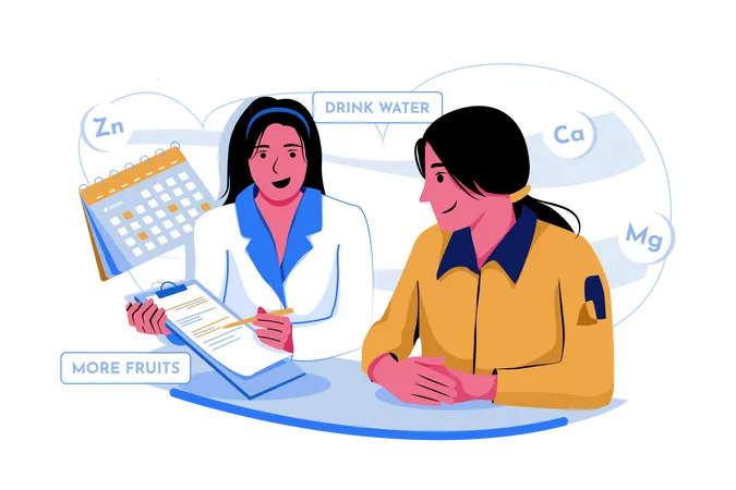 Female nutritionist doctor giving nutrition plan  Illustration