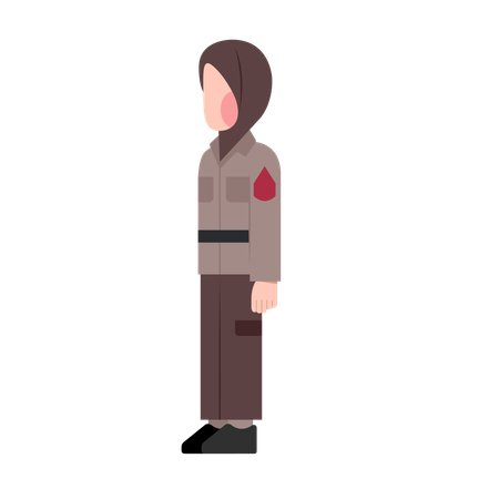 Female office standing in police uniform  Illustration