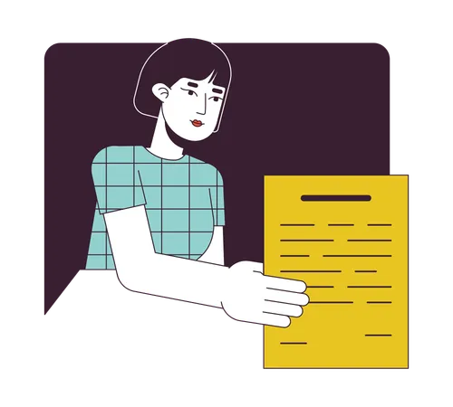 Female office worker giving document  Illustration