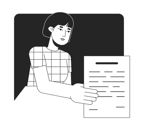 Female office worker giving document  Illustration