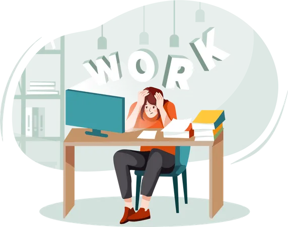 Female office workers pressure because of work  Illustration