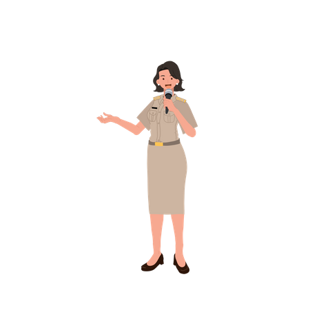 Female officer explaining  Illustration