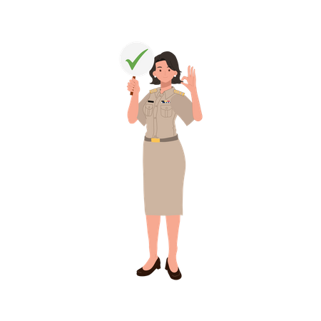 Female officer giving approval  イラスト