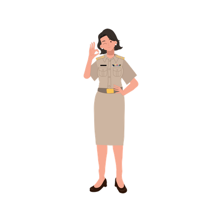 Female officer giving nice gesture  Illustration