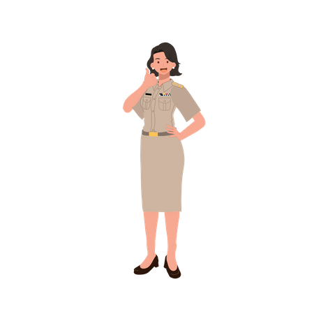 Female officer giving thumb up gesture Illustration