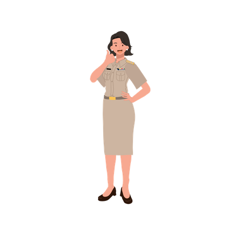 Female officer giving thumb up gesture  일러스트레이션