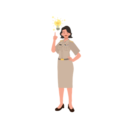 Female officer got new idea  Illustration