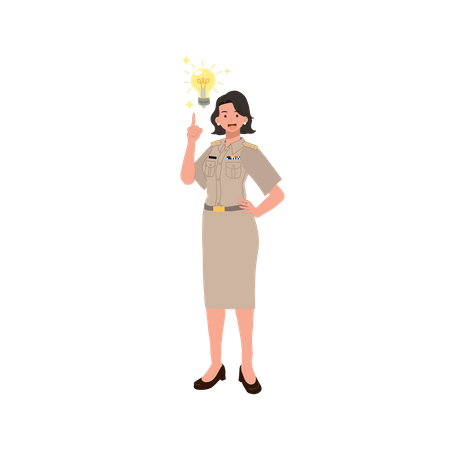 Female officer got new idea  Illustration