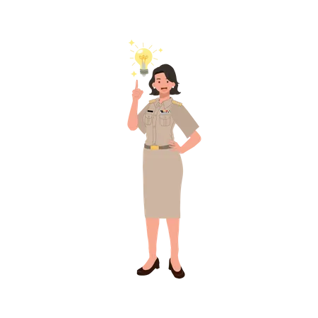 Female officer got new idea  Illustration