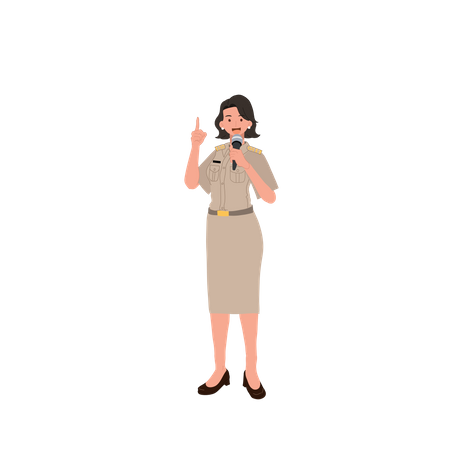 Female officer presenting  Illustration