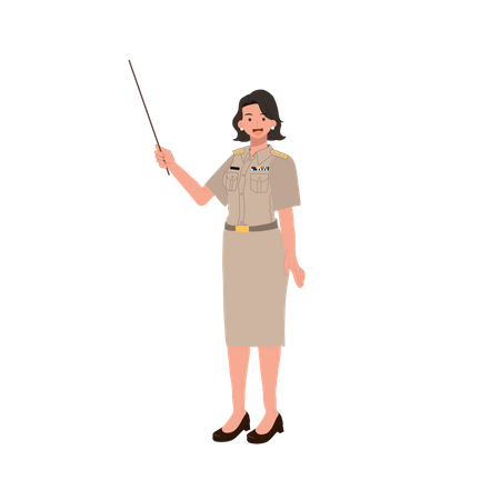 Female officer presenting  Illustration