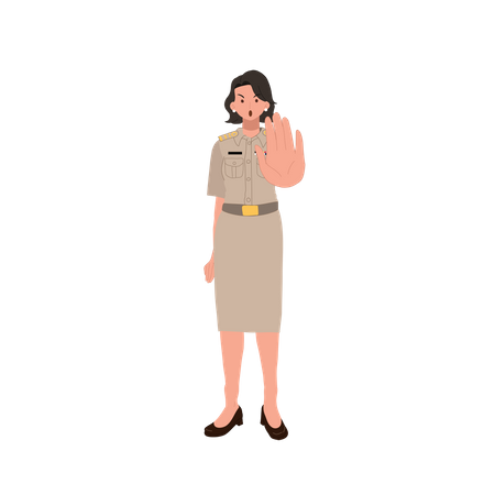 Female officer showing no gesture  Illustration