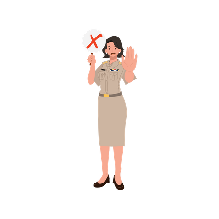 Female officer stopping  Illustration