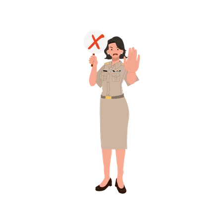 Female officer stopping  Illustration