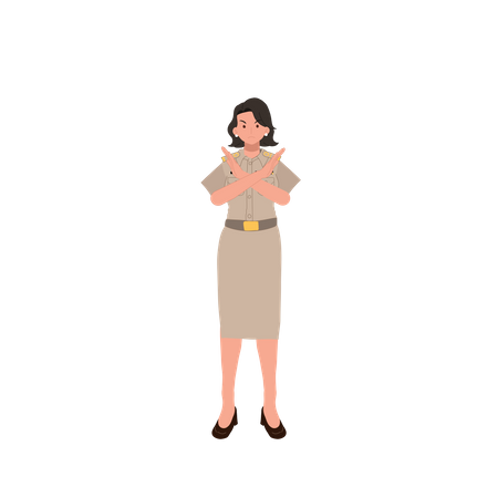 Female officer with showing stop gesture  イラスト