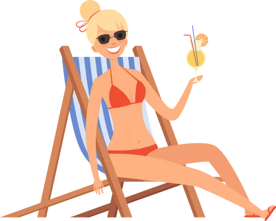 Female on beach  Illustration