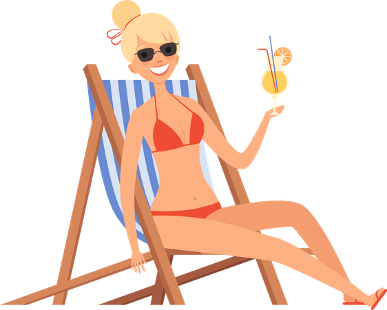 Female on beach  Illustration