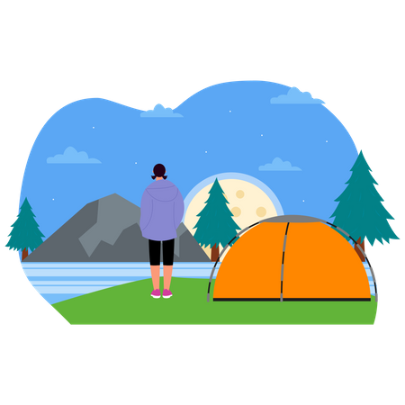 Female on camp  Illustration