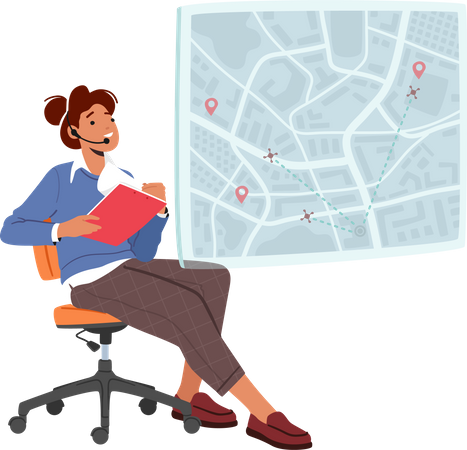 Female Operator Managing Modern Delivery System  Illustration