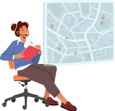 Female Operator Managing Modern Delivery System  Illustration
