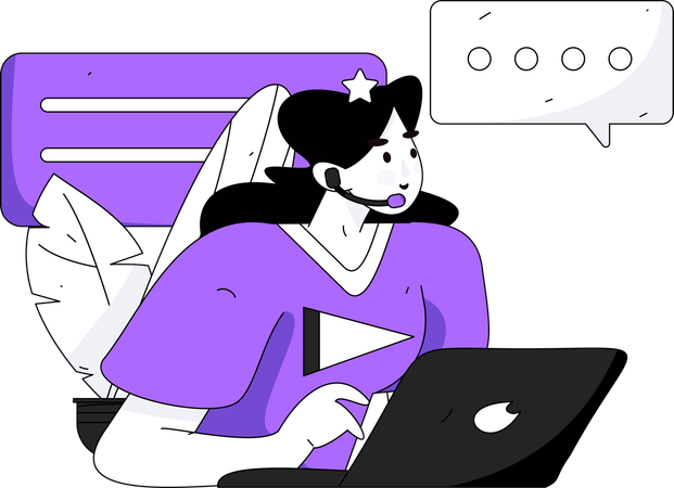 Female operator working on call center  Illustration