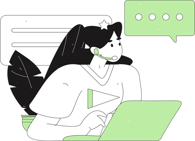 Female operator working on call center  Illustration