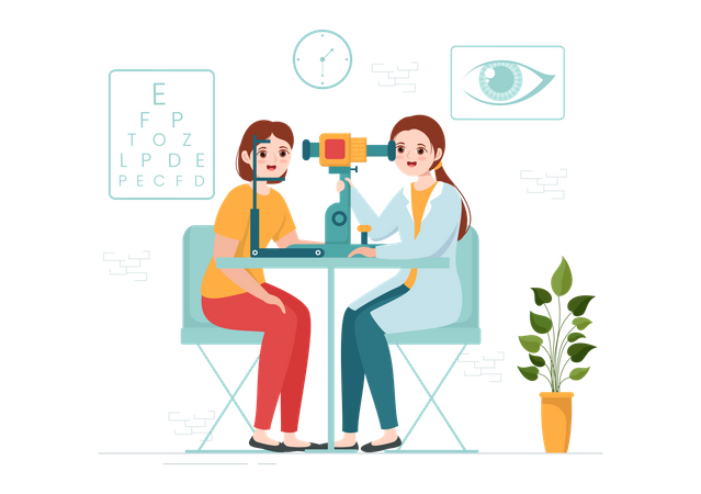 Female Ophthalmologist Checking eye  Illustration