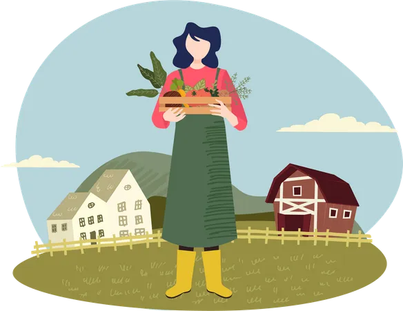 Female organic farmer  Illustration