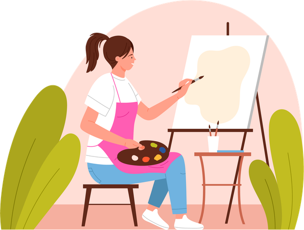Female painter  Illustration