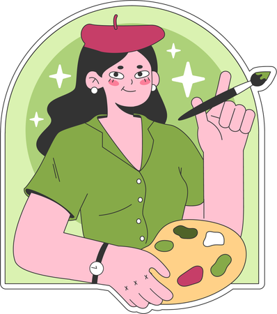 Female painter doing painting  イラスト