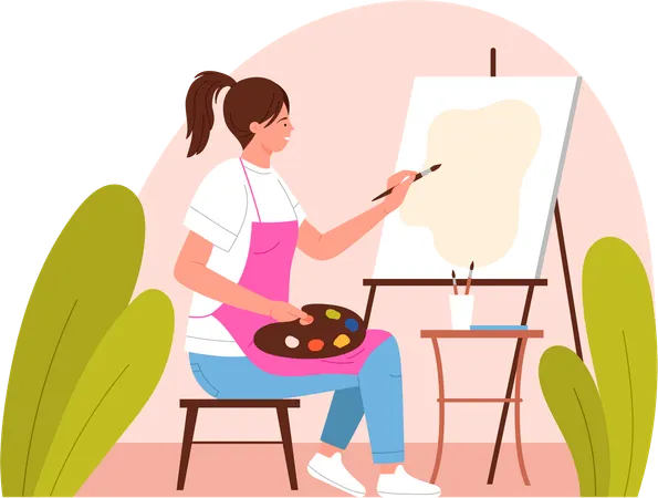 Female painter  Illustration